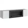 Image de Meuble tv fly avec cheminée bio-éthanol intégrée   noir et gris perle   design moderne