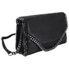 Image de CRAZYCHIC - Sac Bandoulière Chaîne Femme - Pochette Soirée Cuir Daim Métallisé Paillette - Basace Sac Main Fille Porté Epaule - Noir