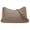 Image de Pochette Bandoulière - David Jones - Petit Sac Epaule Cuir PU Femme - 3 Compartiments Sacoche Plate - Marron Taupe