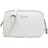 Image de David Jones - Petit Sac Bandoulière Femme Multipoche Zip - Besace Cuir PU Porté Epaule 2 Compartiments - Blanc