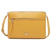 Image de David Jones - Sac Bandoulière Femme - Sacoche Plat Petit Sac à Main Porté Epaule Cuir PU - Pochette Téléphone - Jaune