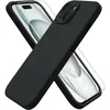 Image de Coque Pour iPhone 15 Silicone Noir + Verre Trempe Little Boutik®