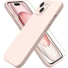 Image de Coque Pour iPhone 15 Silicone Rose + Verre Trempe Little Boutik®