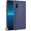 Image de Housse Etui Coque Rigide Simili Cuir Crocodile Pour Sony Xperia L4 + Verre Trempe - Bleu Fonce