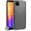 Image de Housse Etui Coque Rigide Simili Cuir Crocodile Pour Huawei Y5p + Verre Trempe - Noir