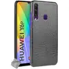 Image de Housse Etui Coque Rigide Simili Cuir Crocodile Pour Huawei Y6p + Verre Trempe - Noir