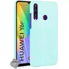 Image de Housse Etui Coque Rigide Simili Cuir Crocodile Pour Huawei Y6p + Verre Trempe - Bleu Clair