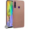 Image de Housse Etui Coque Rigide Simili Cuir Crocodile Pour Huawei Y6p + Verre Trempe - Marron