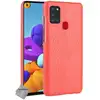 Image de Housse Etui Coque Rigide Simili Cuir Crocodile Pour Samsung Galaxy A21s + Film Ecran - Rouge