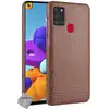 Image de Housse Etui Coque Rigide Simili Cuir Crocodile Pour Samsung Galaxy A21s + Film Ecran - Marron