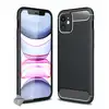 Image de Housse Etui Coque Silicone Gel Carbone Pour Apple Iphone 12 Mini + Verre Trempe - Noir