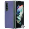 Image de Housse Etui Coque Rigide Simili Cuir Crocodile Pour Samsung Galaxy Z Fold 3 5g - Bleu Fonce