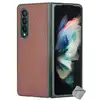 Image de Housse Etui Coque Rigide Simili Cuir Crocodile Pour Samsung Galaxy Z Fold 3 5g - Marron
