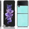 Image de Housse Etui Coque Rigide Simili Cuir Crocodile Pour Samsung Galaxy Z Flip 3 5g - Bleu Clair