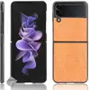 Image de Housse Etui Coque Rigide Simili Cuir Crocodile Pour Samsung Galaxy Z Flip 3 5g - Orange