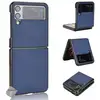 Image de Housse Etui Coque Rigide Simili Cuir Avant Et Arrière Pour Samsung Galaxy Z Flip 4 5g - Bleu Fonce