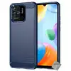 Image de Coque Pour Xiaomi Redmi 10c - Housse Etui Silicone Gel Carbone + Verre Trempe - Bleu Fonce
