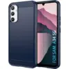 Image de Coque Pour Samsung Galaxy A34 5g - Housse Etui Silicone Gel Carbone + Film Ecran - Bleu Fonce