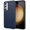 Image de Coque Pour Samsung Galaxy S23 Fe 5g - Housse Etui Silicone Gel Carbone + Verre Trempe - Bleu Fonce