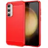 Image de Coque Pour Samsung Galaxy S23 Fe 5g - Housse Etui Silicone Gel Carbone + Verre Trempe - Rouge
