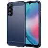Image de Coque Pour Samsung Galaxy A24 4g / A25 4g / 5g - Housse Etui Silicone Gel Carbone + Verre Trempe - Bleu Fonce
