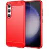 Image de Coque Pour Samsung Galaxy S24 5g - Housse Etui Silicone Gel Carbone + Verre Trempe - Rouge