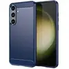 Image de Coque Pour Samsung Galaxy S24 Plus 5g - Housse Etui Silicone Gel Carbone + Verre Trempe - Bleu Fonce