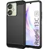 Image de Coque Pour Xiaomi Redmi 13c / Poco C65 / Poco M6 5g - Housse Etui Silicone Gel Carbone + Verre Trempe - Noir