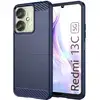 Image de Coque Pour Xiaomi Redmi 13c / Poco C65 / Poco M6 5g - Housse Etui Silicone Gel Carbone + Verre Trempe - Bleu Fonce