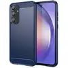 Image de Coque Pour Samsung Galaxy A55 5g - Housse Etui Silicone Gel Carbone + Verre Trempe - Bleu Fonce
