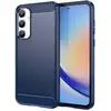 Image de Coque Pour Samsung Galaxy A35 5g - Housse Etui Silicone Gel Carbone + Verre Trempe - Bleu Fonce