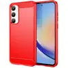 Image de Coque Pour Samsung Galaxy A35 5g - Housse Etui Silicone Gel Carbone + Verre Trempe - Rouge