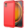 Image de Coque Pour Samsung Galaxy Xcover 7 - Housse Etui Silicone Gel Carbone + Verre Trempe - Rouge