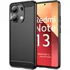 Image de Coque Pour Xiaomi Redmi Note 13 4g - Housse Etui Silicone Gel Carbone + Verre Trempe - Noir
