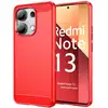 Image de Coque Pour Xiaomi Redmi Note 13 4g - Housse Etui Silicone Gel Carbone + Verre Trempe - Rouge