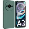 Image de Coque Pour Xiaomi Redmi A3 / Poco C61 4g - Housse Etui Silicone Gel Fine + Film Ecran - Vert
