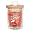 Image de Bougie - Home Deco Factory - Un Noël Tradi - Pompons - Couvercles En Bois - Blanc Et Rouge