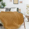 Image de Plaid - Home Deco Factory - Grosse Maille Chunky - Confortable - Jaune - 120 X 150 Cm