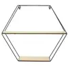 Image de Étagère - Home Deco Factory - Bois Et Métal - Hexagonale - Beige Et Noir