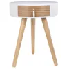 Image de Table de chevet - HOME DECO FACTORY - Nora - Rond - Tiroir - Blanc et marron