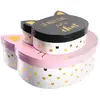 Image de Lot De 2 Boîtes De Rangement "chat" 25cm Rose