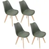 Image de Lot De 4 Chaises - Home Deco Factory - Scandinaves - Coque Pp - Rembourrées - Kaki