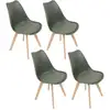 Image de Lot de 4 chaises - home deco factory - scandinaves - coque pp - rembourrées - kaki