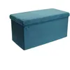 Image de Banc coffre pliable en velours Zig zag Bleu - Contemporain - Design