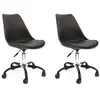 Image de Lot de 2 chaises - home deco factory - kiruna - roulettes - confortables - noires et argent