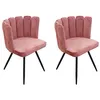Image de Lot De 2 Chaises - Home Deco Factory - Ariel - Velours - Rose Et Noir