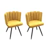 Image de Lot De 2 Chaises - Home Deco Factory - Ariel - Velours - Jaune Et Noir