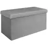 Image de Coffre banc pliable - home deco factory - giulia - velours côtelé - pratique - gris
