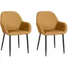 Image de Lot de 2 fauteuils - home deco factory - giulia - velours côtelé - scandinave - jaune moutarde