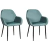 Image de Lot De 2 Chaises Fauteuils - Home Deco Factory - Giulia - Velours Côtelé - Bleu Canard